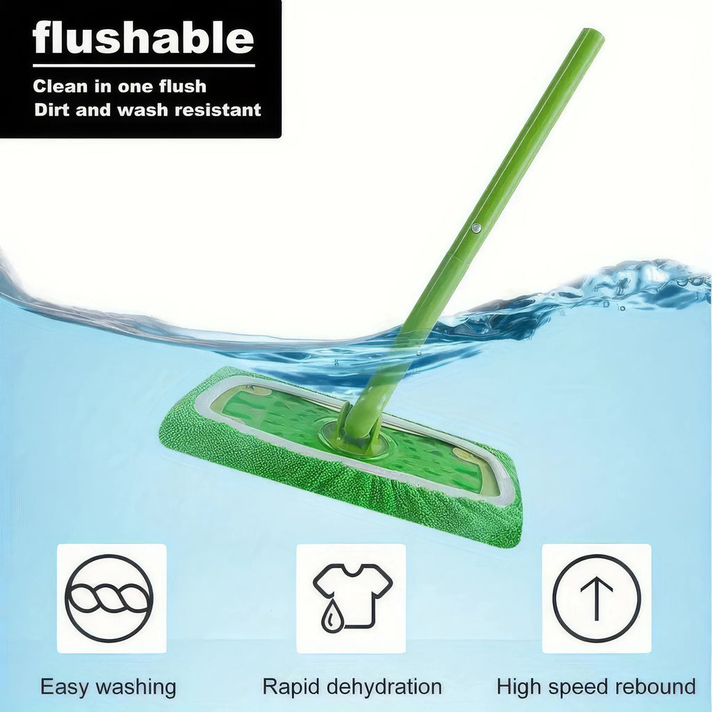 6 Pc Green Microfiber Mop Pads