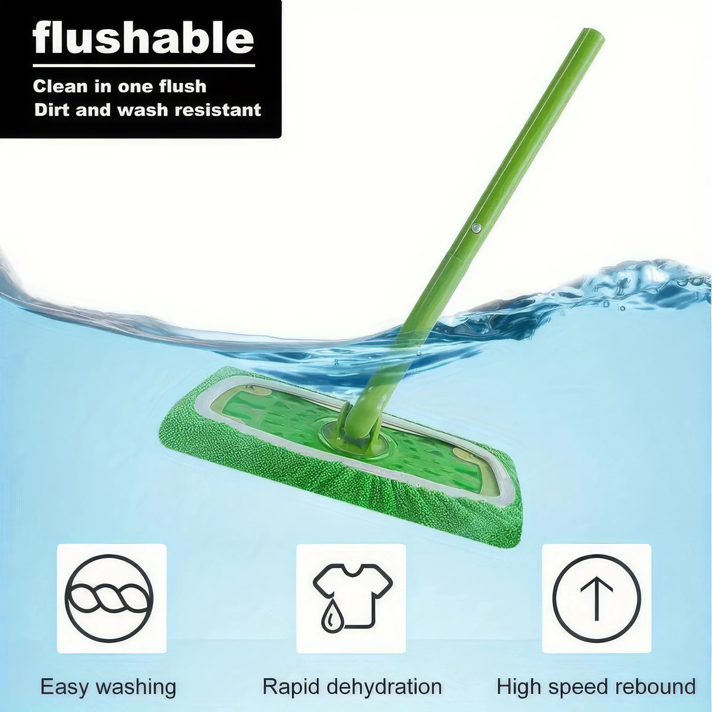 6 Pc Green Microfiber Mop Pads