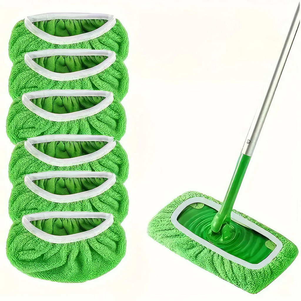 6 Pc Green Microfiber Mop Pads