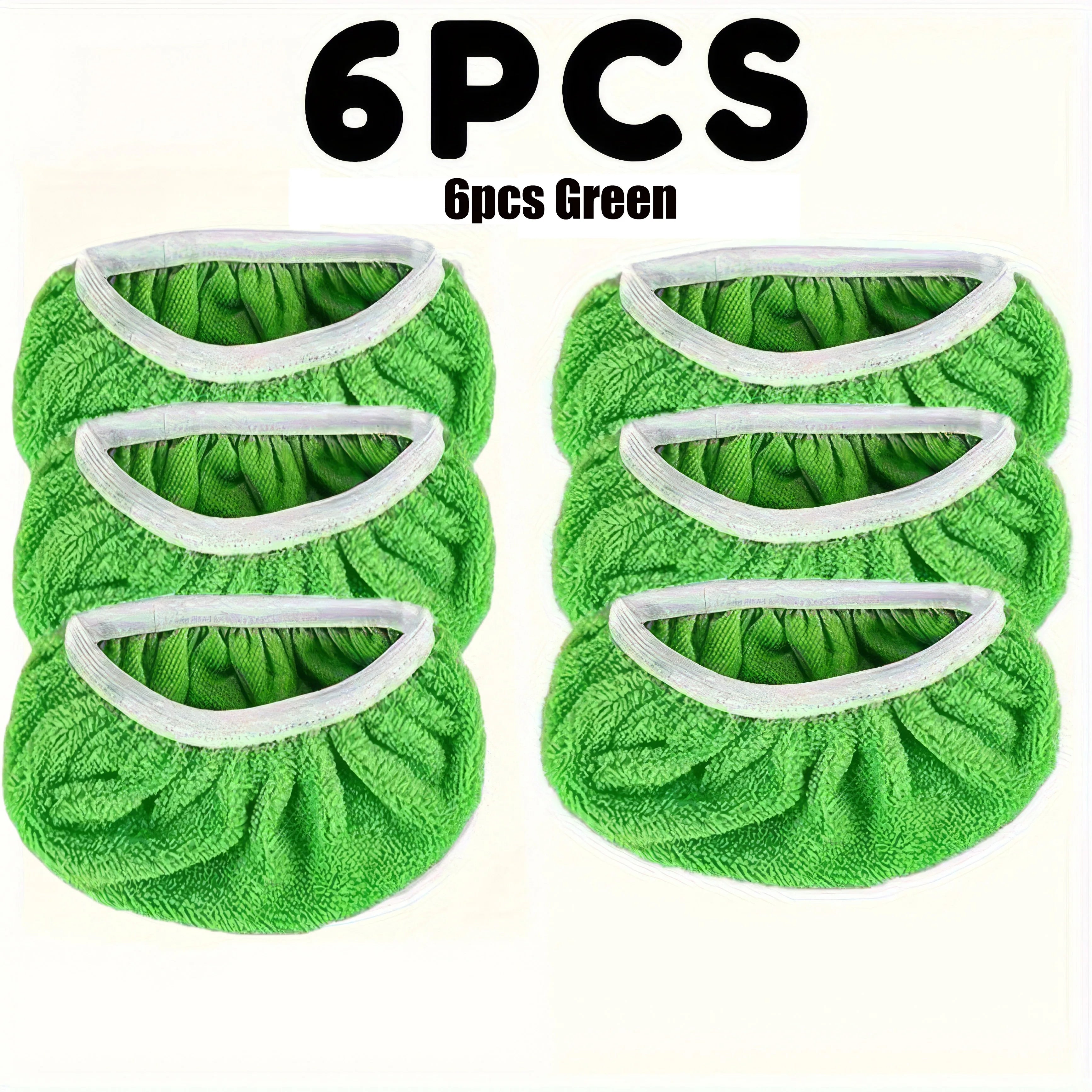 6 Pc Green Microfiber Mop Pads