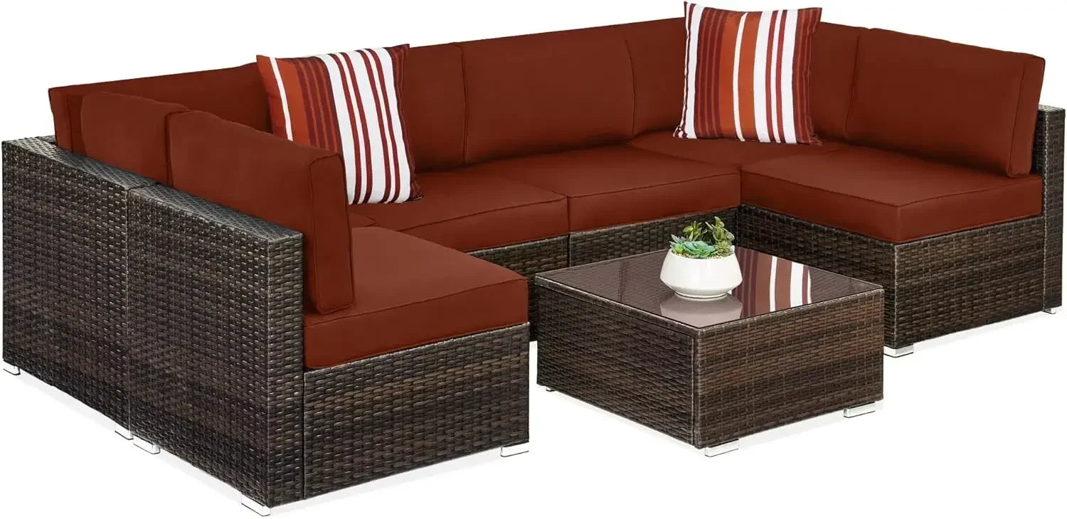 7 Pc modular outdoor wicker patio - Gray