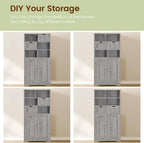 Tall Grey Storage Cabinet with 2 Drawers