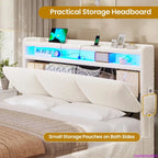 Full Size Bed Frame with Storage Headboard