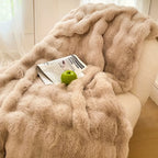 Cozy Faux Rabbit Fleece Throw Blanket