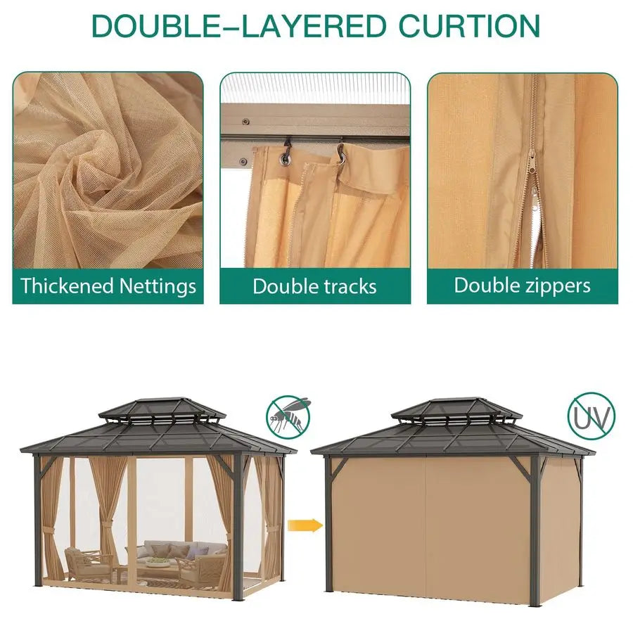 10X12 ft Hardtop Polycarbonate Gazebo