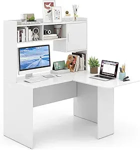 L Shaped Corner Desk with Hutch
