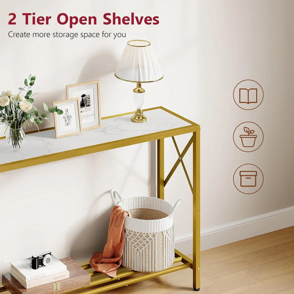 41.8" 2-Tier Console Table with Shelves