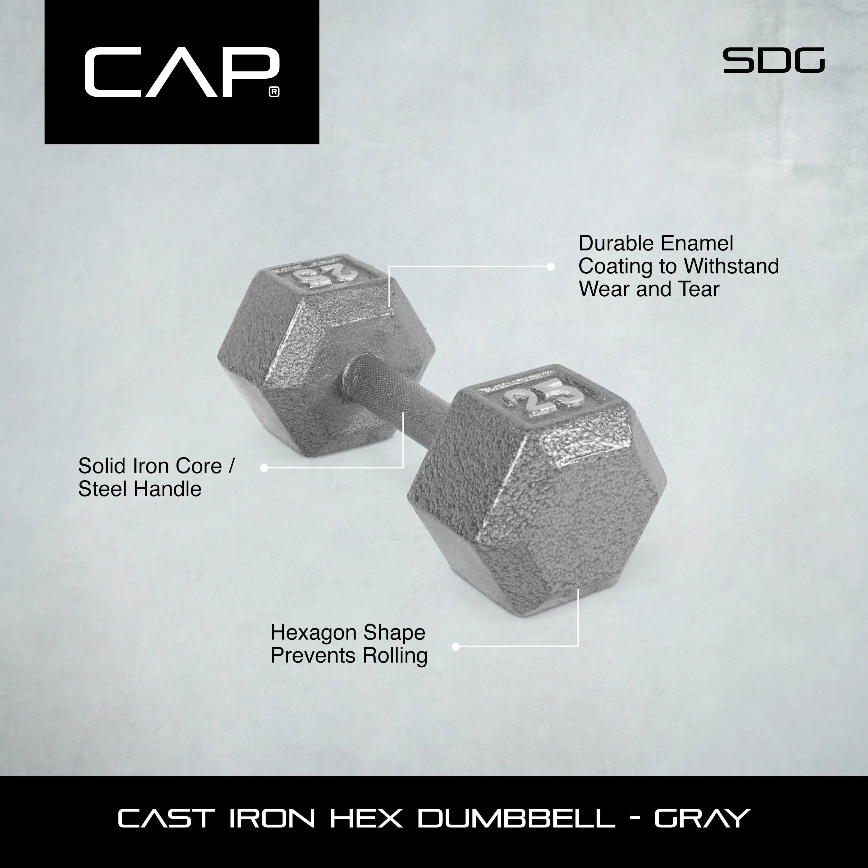 Cast Iron Hex Dumbbell