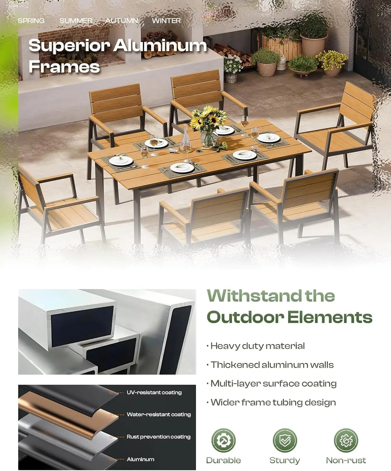 Outdoor 7 Pc Dining Set for 6