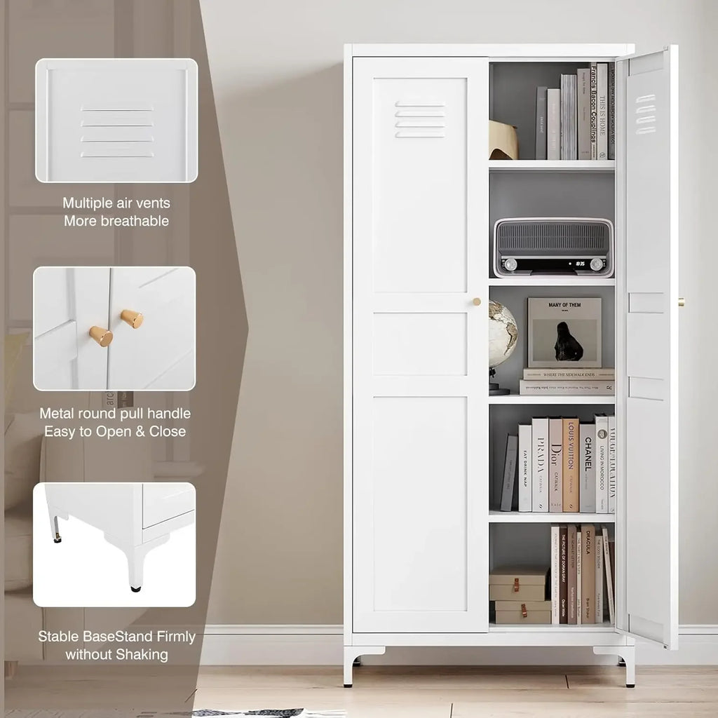 61"Metal Storage Cabinet with4 Adjustable Shelves