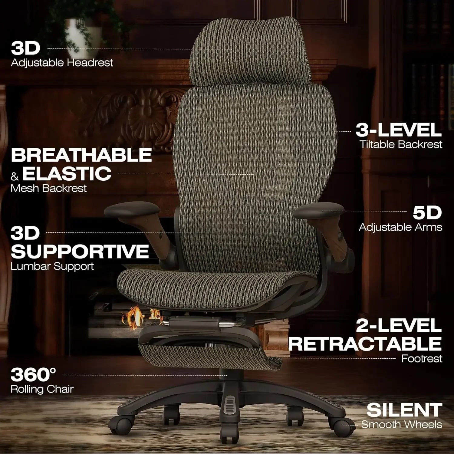 Ergonomic Office Chair with Footrest