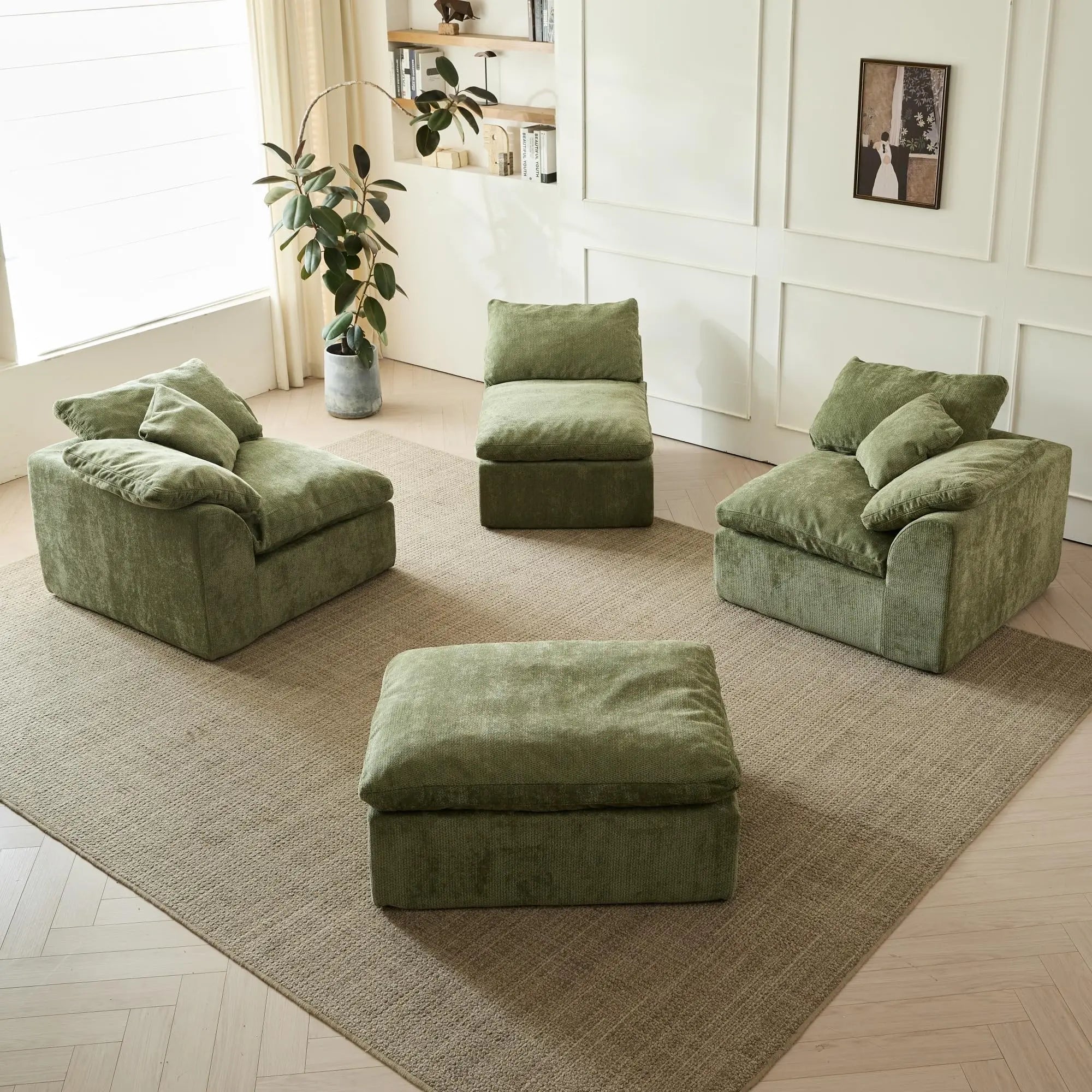 109"  L-Shaped 3-Seater  Sectional with Ottoman