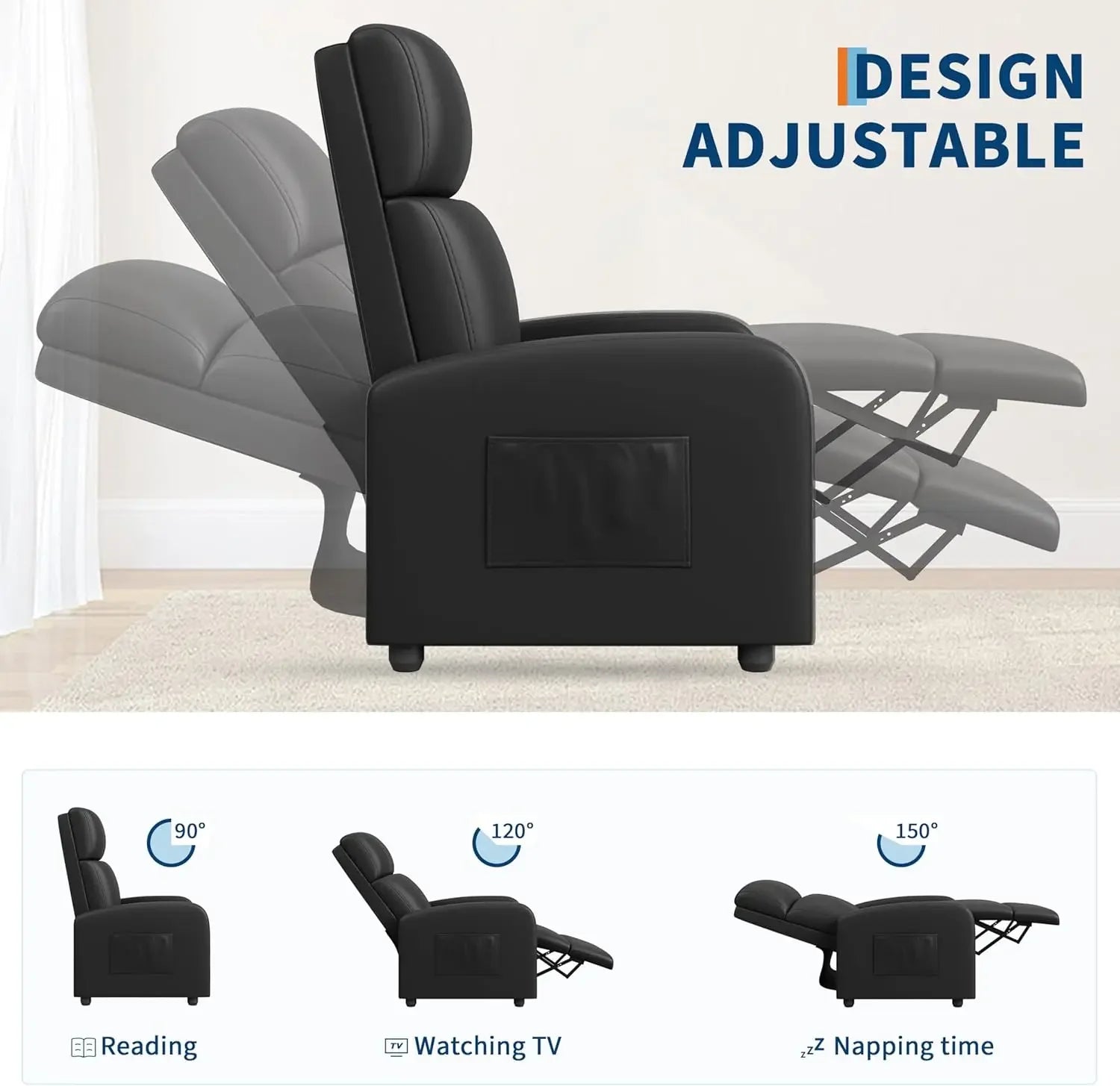 Leather Recliner Chair With Side Pocket