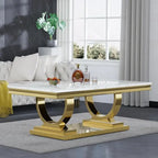 47" Rectangular  White Faux Marble Coffee Table