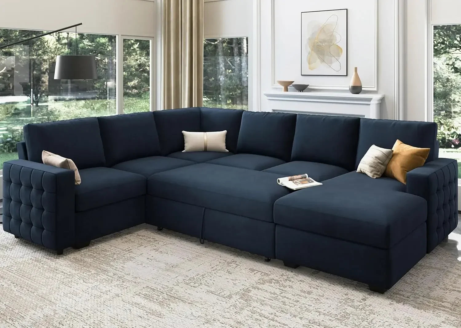 Sectional Sleeper Sofa with Storage Chaise Lounge