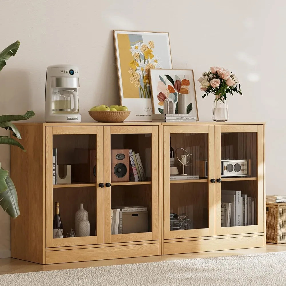 4-Piece Large TV Stand with Bookshelves