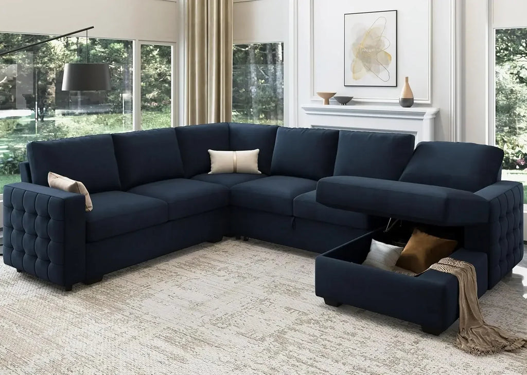 Sectional Sleeper Sofa with Storage Chaise Lounge