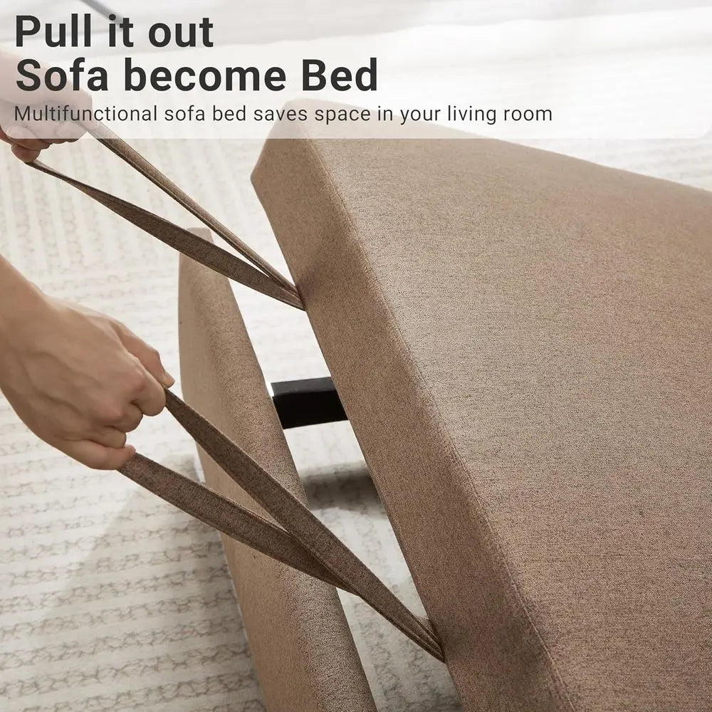 Pull-Out Sleeper Sofa Bed with Side Table