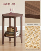 Round Bedside Walnut End Table