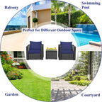 3 PC Patio Rattan Wicker Furniture Set