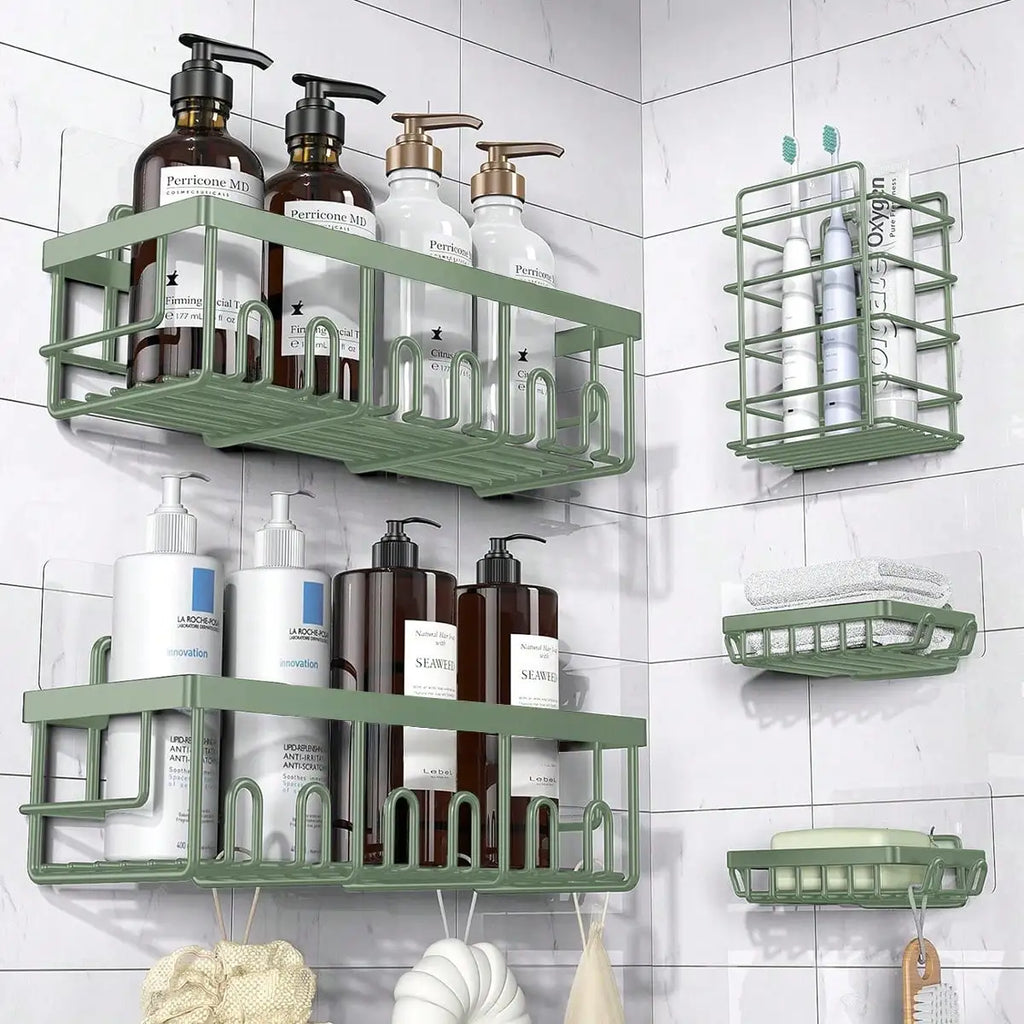 5-Pack Rustproof Stainless Steel Adhesive Shower Caddy