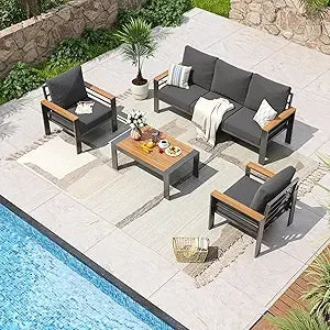 Aluminum Patio Furniture Set,7 Seats & Coffee Table