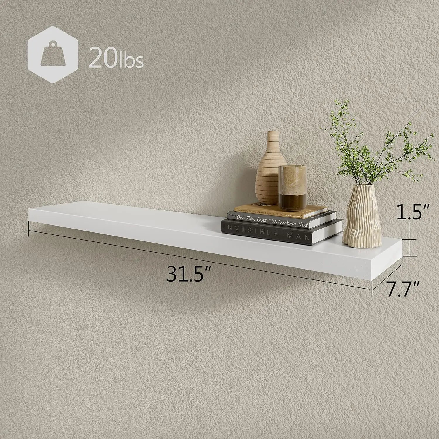 31 Inch White Floating Shelves Set Of 2