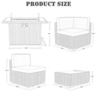 8 Pc wicker Patio Set w/ 44" Propane Fire Pit Table