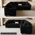 Reversible Chaise Sectional Sofa in Corduroy