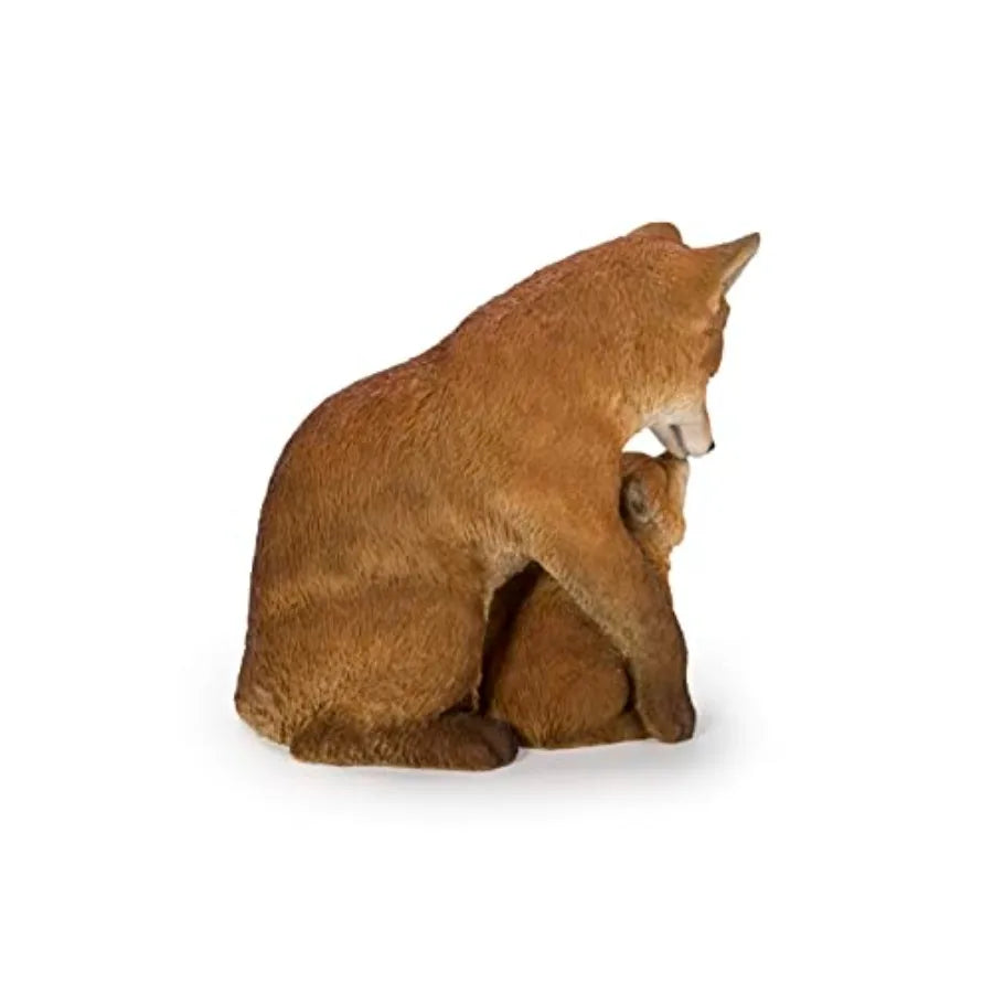 Brown Fox Mother And Baby Statue