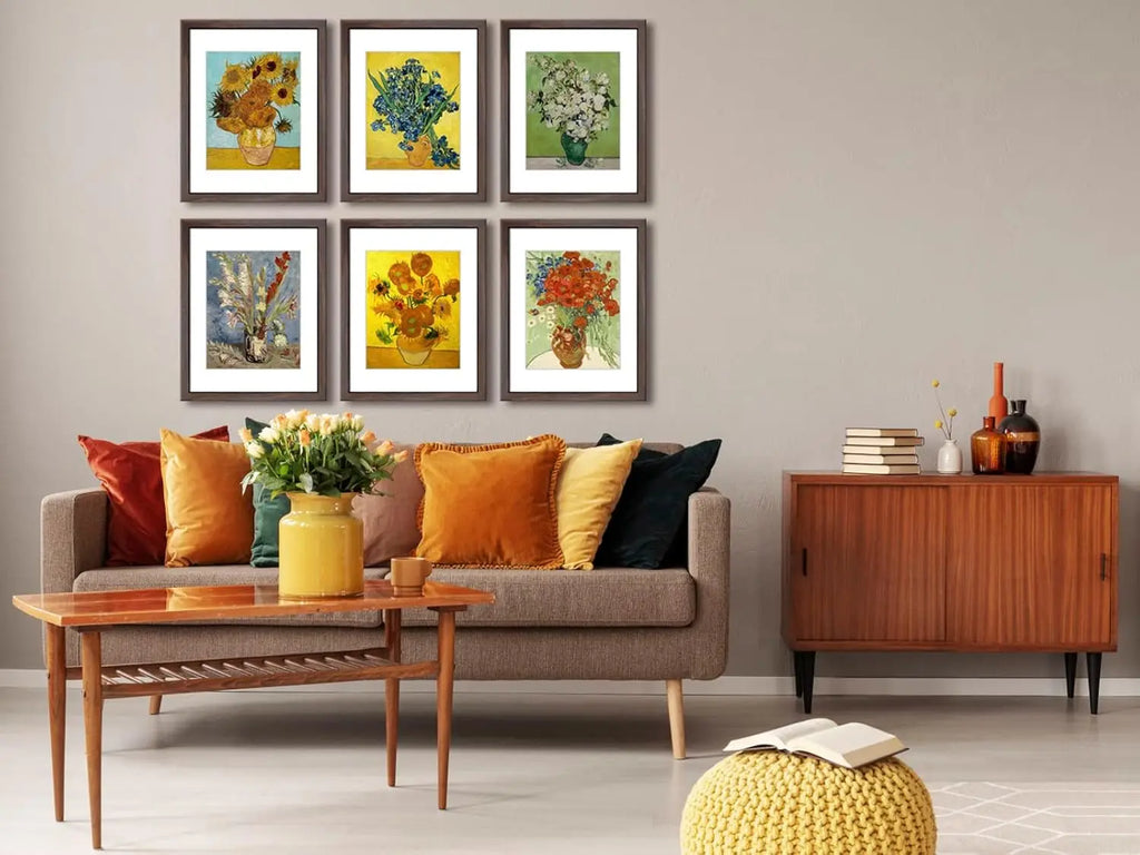 Set of 6 Walnut Photo Frames for 8x10 or 11x14 Pictures, Wall and Tabletop Display