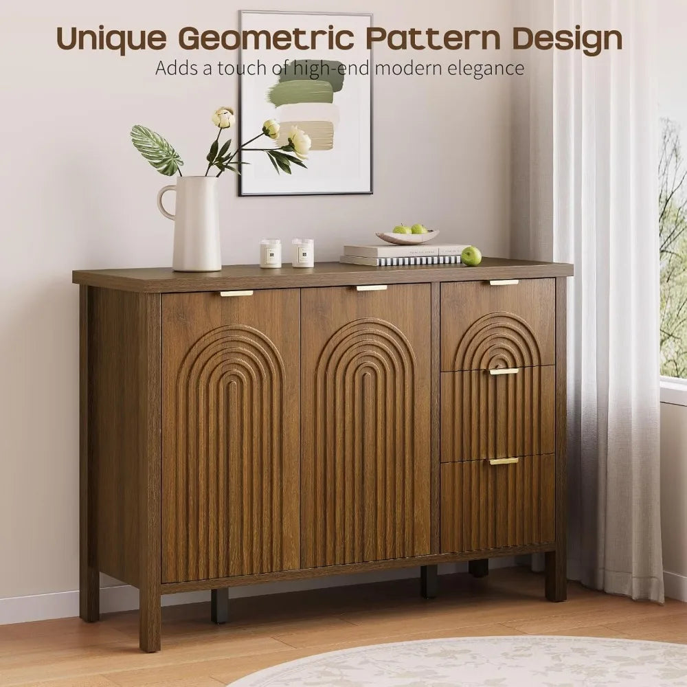 Modern Fluted Buffet Cabinet with Storage