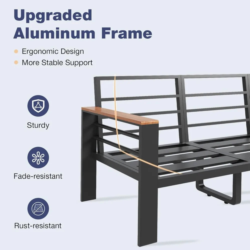 Aluminum Patio Furniture Set,7 Seats & Coffee Table