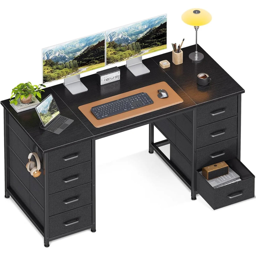 48 Inch White Computer Desk With 8 Drawers