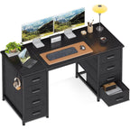 48 Inch White Computer Desk With 8 Drawers