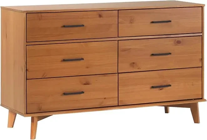6-Drawer Caramel Solid Wood Dresser