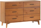 6-Drawer Caramel Solid Wood Dresser