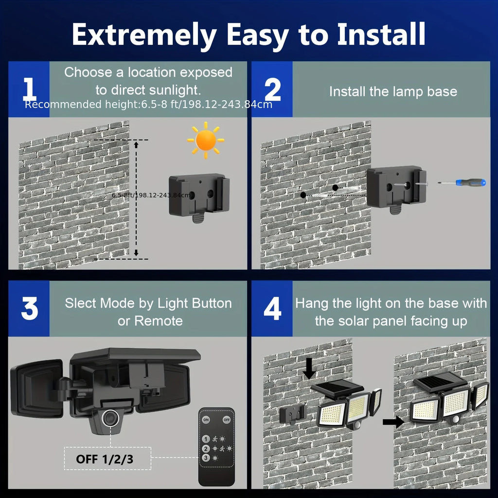 3 Pack Outdoor Solar security Lights