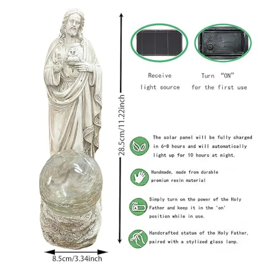 Outdoor Jesus Statue With Solar Lights