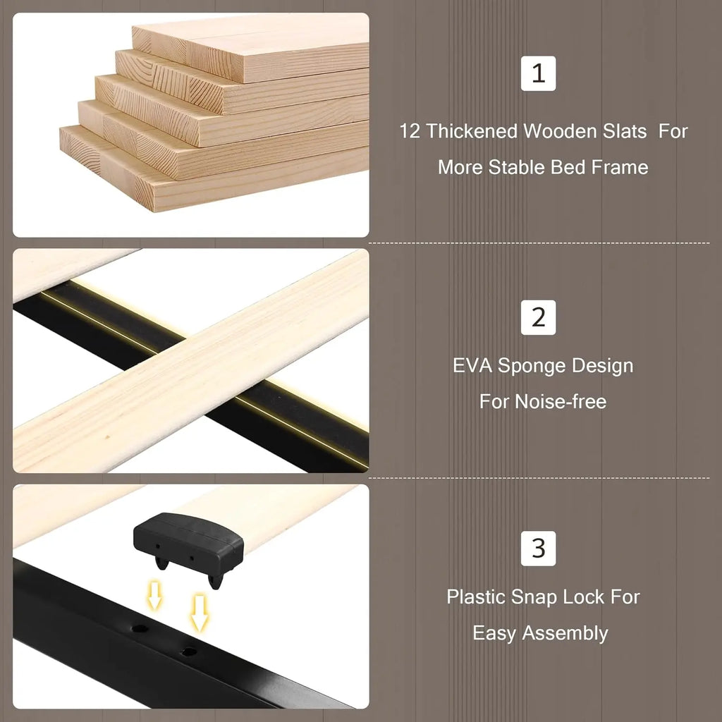 Full Size Bed Frame with Storage Drawers