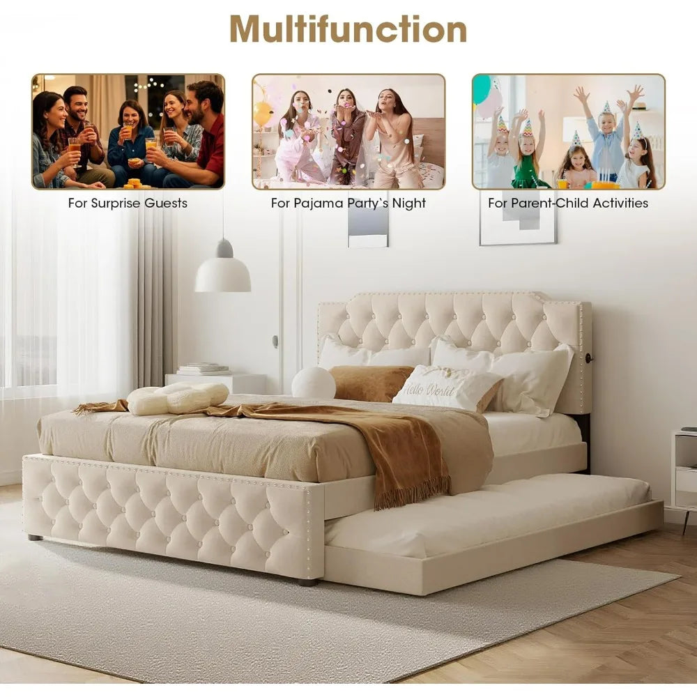 Queen Size Upholstered Platform Bed