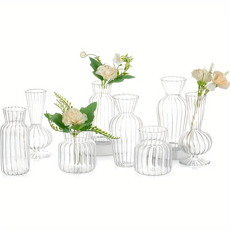 8/16 Piece Modern Transparent Glass Vase Set