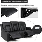 Leather Recliner Chair Set, Black