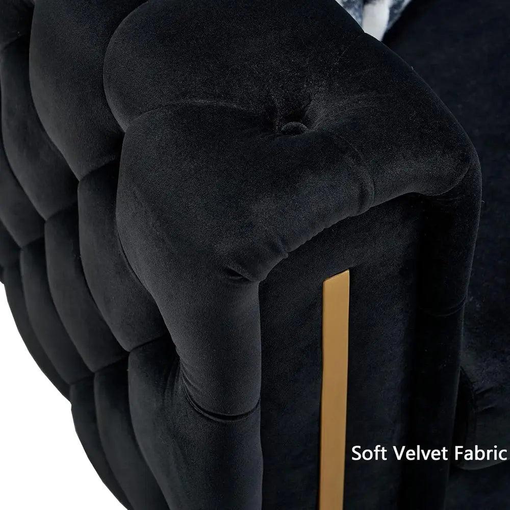 84-Inch High-Arm Upholstered Sofa, Black