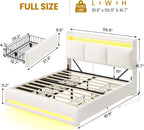 Full Size Bed Frame with Storage Headboard