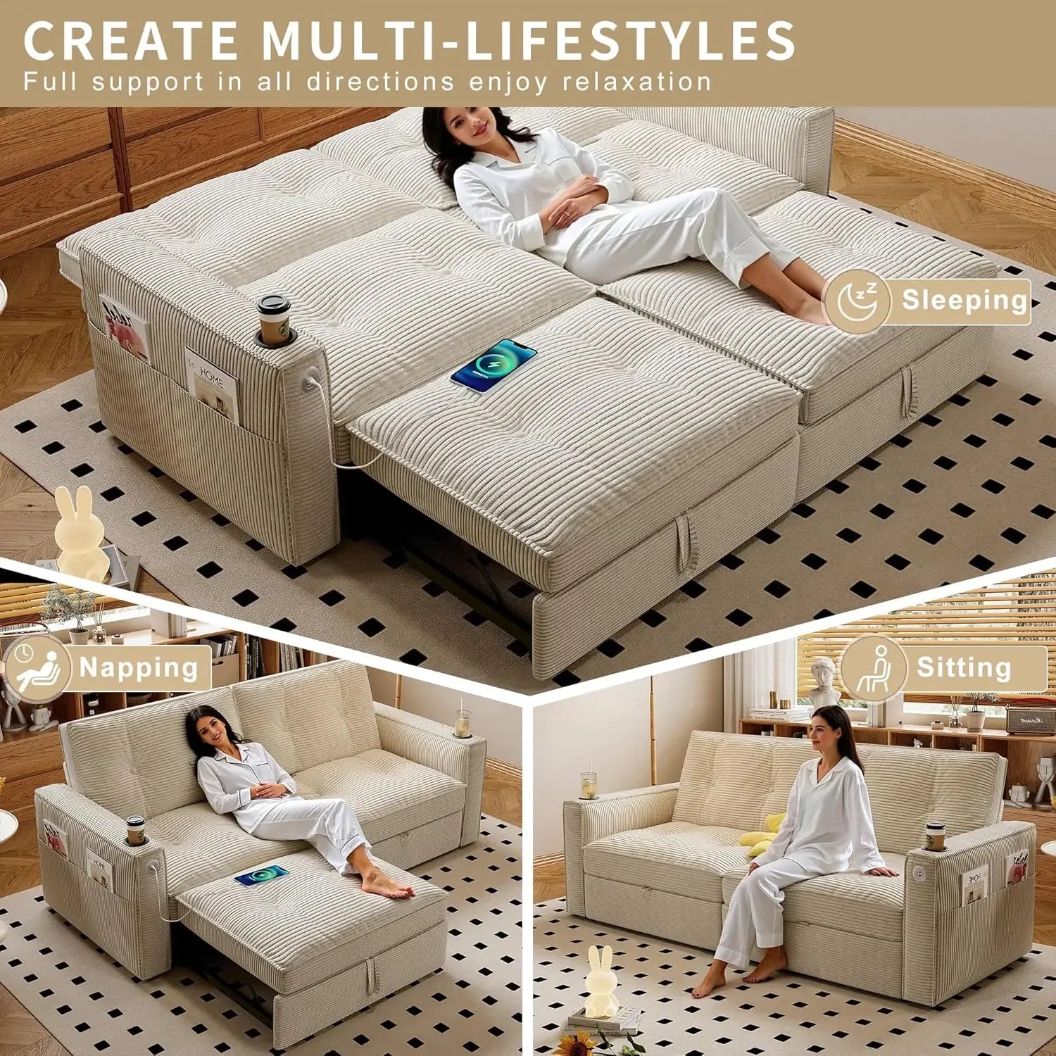 Queen Size Sofa Bed, Loveseat Sofa