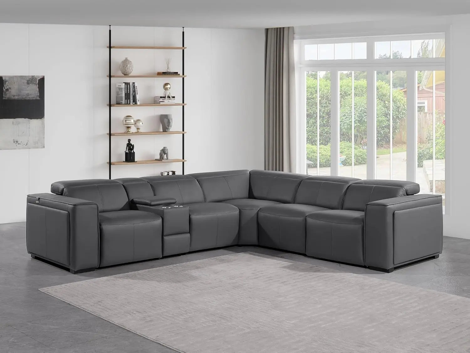 6 Piece Power Reclining Leather Sectional Sofa