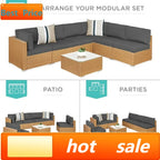 7 Pc modular outdoor wicker patio - Gray