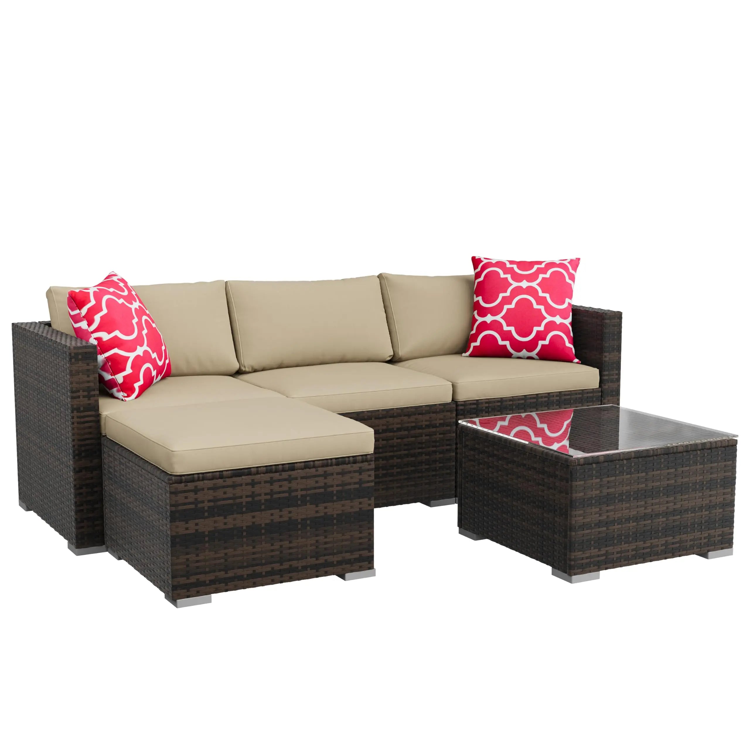 5-Piece Wicker Patio Furniture Set, Modular