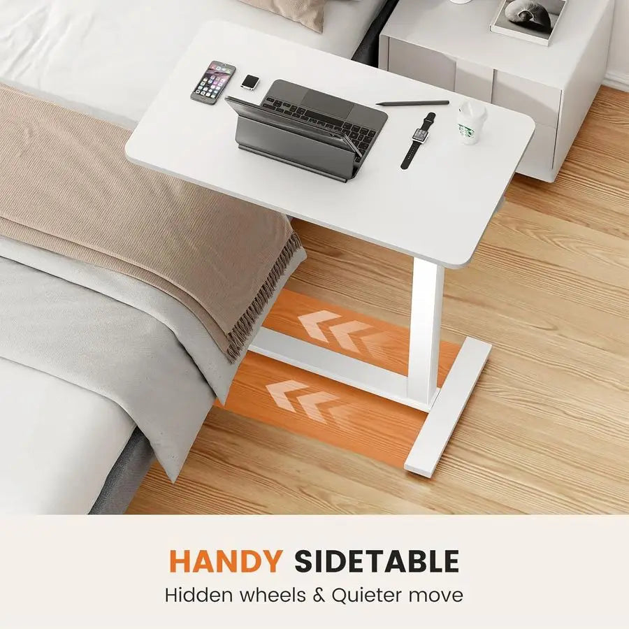 Adjustable Overbed Bedside Table with Wheels